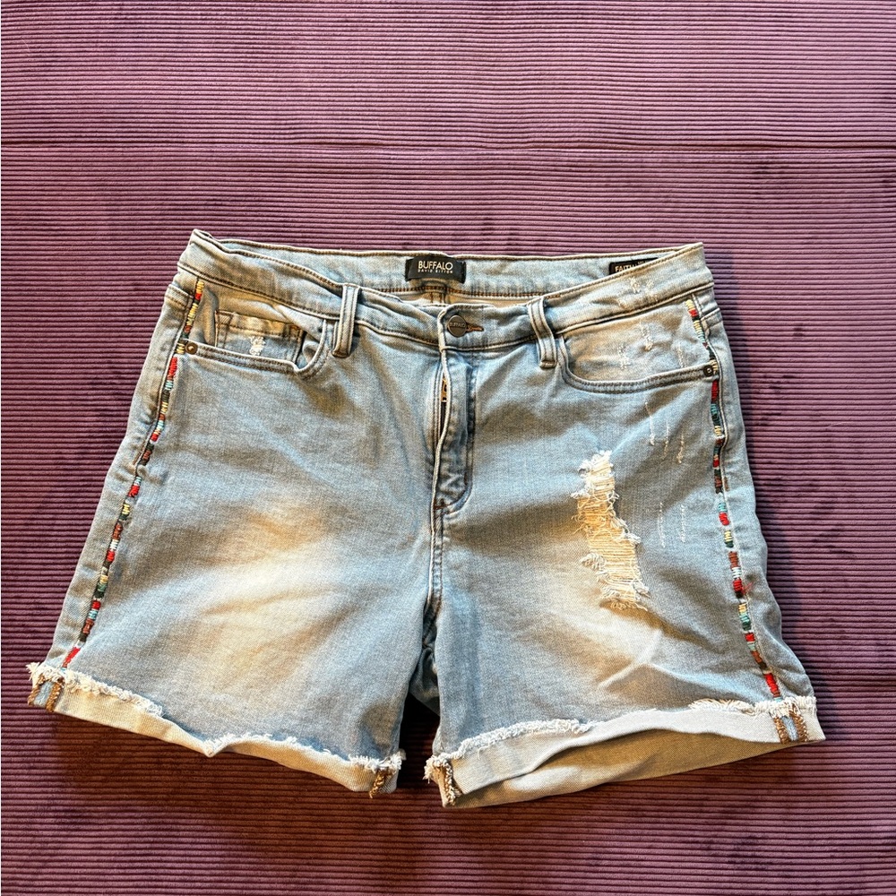 Buffalo David Bitton Blue Jean Shorts Light Wash Cuffed